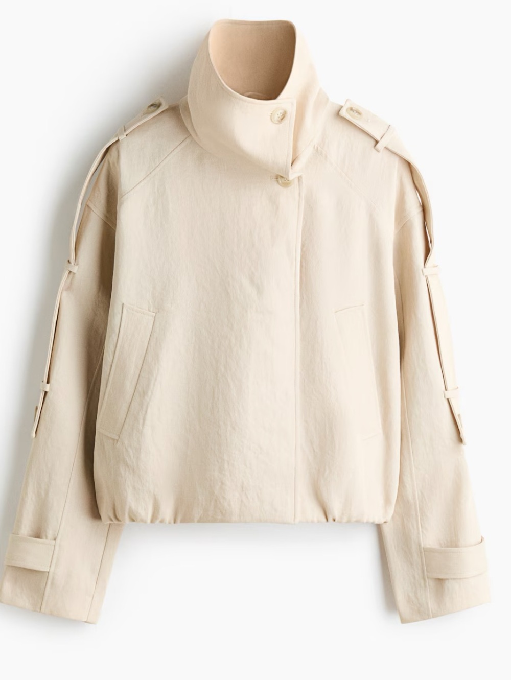 H&M oversized Cream Boxy High-Collar Jacket